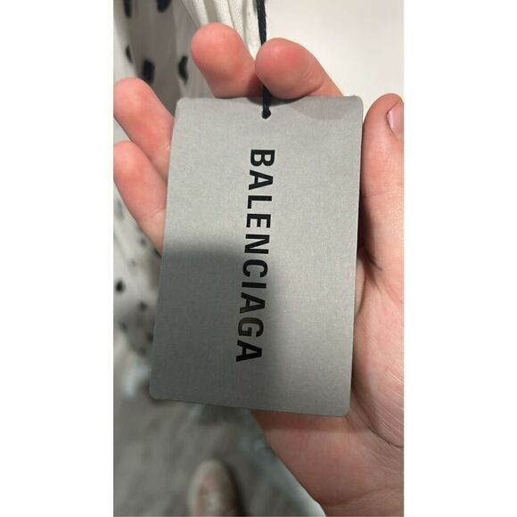 Balenciaga Pleated Polka Dot Crepe Midi Dress Size 6 (38) - Picture 10 of 15